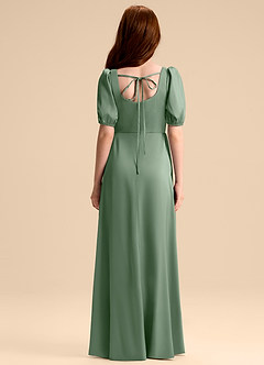 Azazie Briar Junior Abito A-Line in Raso Elasticizzato Fiocco Matcha image2