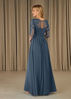 Azazie Mirielle Brudens mor kjoler A-Line Scoop Blonde Chiffon Gulv-længde Kjole image4