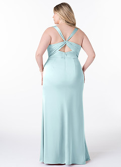 Azazie Mero Bridesmaid Dresses Cloud Blue Mermaid Pleated Stretch Satin Dress image8