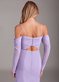 Azazie Hallie Bridesmaid Dresses Lilac Mermaid Long Sleeve Chiffon Dress image6