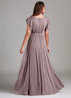Azazie Daphne Modest Bridesmaid Dresses A-Line Ruched Mesh Floor-Length Dress image2