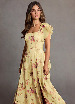 Halle Light Yellow Midi Dress image6