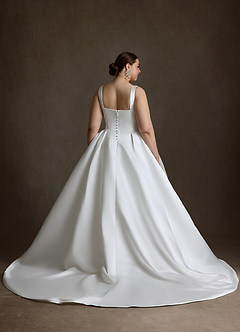 Azazie Celeste Abiti da Sposa Abito Principessa in Raso con tasche Bianco Diamante image2