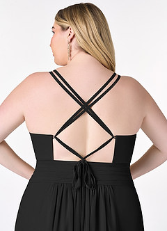 Azazie Farren Bridesmaid Dresses Black A-Line Pleated Chiffon Convertible Dress image13