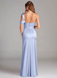 Azazie Wynter Bridesmaid Dresses Ice Sheath Off the Shoulder Stretch Satin Dress image2