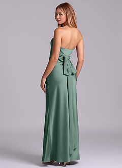 Azazie Ailanie Brudtärnklänningar Klä av Tubklänning i Stretch Satin Axelbandslös Eukalyptus image2