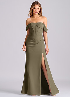 Azazie Joanne Final Sale Black Mermaid Off the Shoulder Chiffon Dress image1