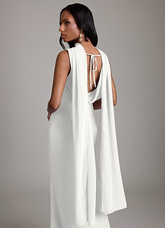 Azazie Linelle Brudtärnklänningar Klä av Sjöjungfru i Chiffong Plisserad Vit image9