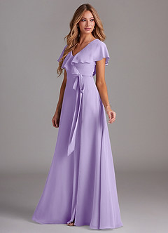 Azazie Lainey Bridesmaid Dresses Lilac A-Line with Pockets Chiffon Dress image5