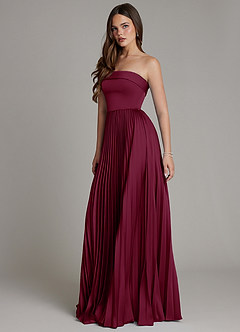 Azazie Mariana Bridesmaid Dresses Mulberry A-Line Pleated Stretch Satin Dress image6