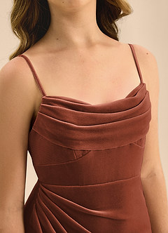 Azazie Mai Junior Terracotta A-Line Sweetheart Neckline Velvet Dress image7