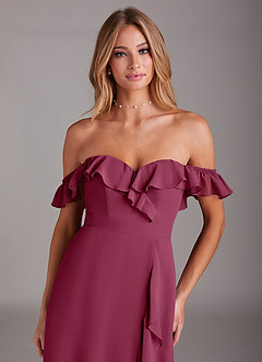 Azazie Lyra Bridesmaid Dresses Mulberry A-Line Chiffon Convertible Dress image9