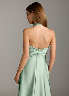Azazie Tessie Brautjungfernkleider A-Linie Plissee Stretch-Satin Kleid Agave image7