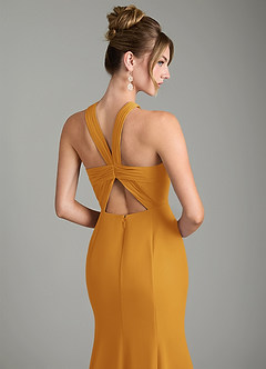 Azazie Rue Bridesmaid Dresses Butterscotch A-Line Halter Chiffon Dress image6