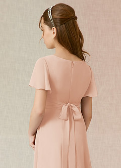 Azazie Induh Junior Robe Trapèze en Mousseline de soie Rayé Rose Perle image5