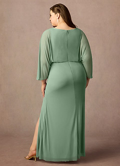 Azazie Ysabella Mother of the Bride Dresses Matcha Mermaid Pleated Mesh Dress image7