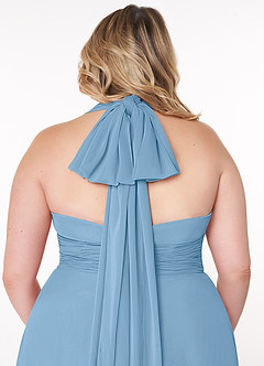 Azazie Fifi Jurken voor bruidsmeisjes Converteerbaar Jurk van Chiffon met A-Lijn Strapless Staal Blauw image14