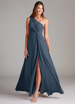 Azazie Brooke Bridesmaid Dresses Neptune A-Line One Shoulder Chiffon Dress image3
