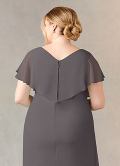 Azazie Julia Mother of the Bride Dresses Steel Grey Sheath V-Neck Pleated Chiffon Dress image14