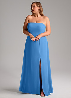 Azazie Wren Bridesmaid Dresses Blue Jay A-Line Side Slit Chiffon Convertible Dress image10