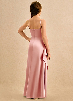 Azazie Cannoli Girls Formal Flower Girl Dresses Rosette A-Line Pleated Matte Satin Dress image2