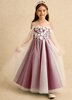 Azazie Zimi Flower Girl Dresses Burgundy Ball-Gown Sweetheart Neckline Tulle Dress image7