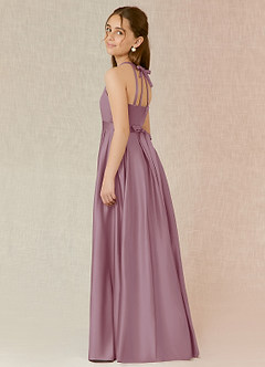 Azazie Arianthe Junior Vintage Mauve A-Line with Pockets Matte Satin Dress image3