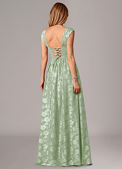 Azazie Hazel Bridesmaid Dresses Dusty Sage A-Line Corset Floral Burnout Dress image5