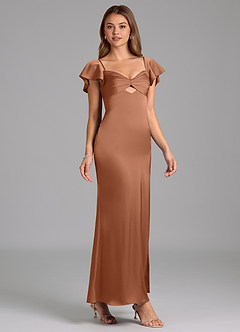 Azazie Demia Bridesmaid Dresses Bronzer Sheath Sweetheart Neckline Stretch Satin Dress image4