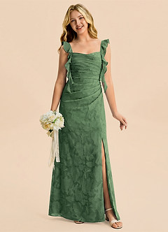 Azazie Jessamine Junior Eucalyptus Mermaid Sweetheart Neckline Floral Burnout Dress image1