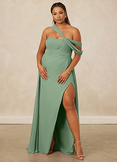 Christian Siriano Bridal for Azazie 1014 Bridesmaid Dresses Matcha A-Line Off the Shoulder Chiffon Dress image12