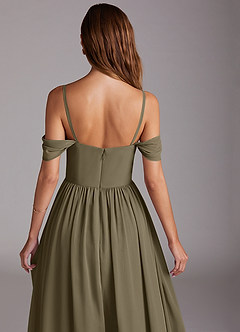 Azazie Calianna Brautjungfernkleider Wandelbar A-Linie Schulterfrei Chiffon Kleid Weidengrün image9