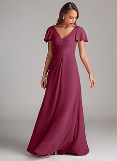 Azazie Soren Bridesmaid Dresses Mulberry A-Line Ruched Chiffon Dress image5