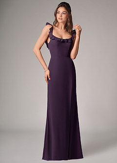 Azazie Callie Vestidos de damas de honor Vestido de Ciruela de Gasa de Corte Sirena Convertible con Corte Lateral image3