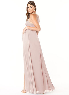 Azazie Annabelle Maternity Bridesmaid Dresses A-Line V-Neck Pleated Mesh Floor-Length Dress image5