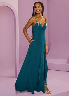 Barbie ♥ Azazie Bridesmaid Dresses Ink Blue A-Line with Pockets Chiffon Dress image4