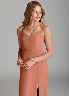 Azazie Becca Junior Robe Sirène en Mousseline de soie Bronze image3