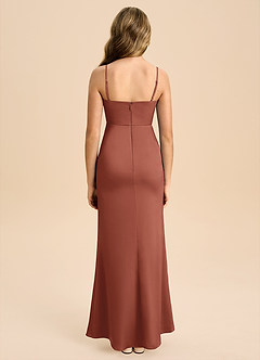 Azazie Buzzy Junior Auburn Sheath Pleated Stretch Satin Dress image2