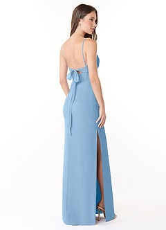 Azazie Mai Bridesmaid Dresses Powder Blue Sheath Pleated Chiffon Dress image4