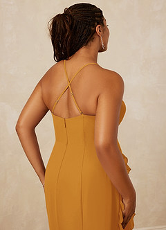 Christian Siriano Bridal for Azazie 1006 Bridesmaid Dresses Butterscotch Mermaid Ruched Chiffon Dress image16