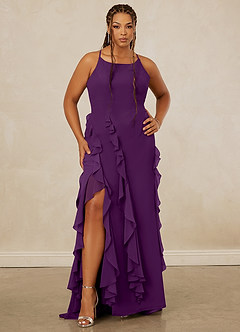 Christian Siriano Bridal for Azazie 1006 Bridesmaid Dresses Grape Mermaid Ruched Chiffon Dress image8