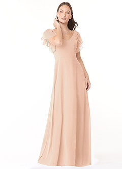 Azazie Syenna Bridesmaid Dresses English Rose A-Line Ruched Chiffon Dress image1