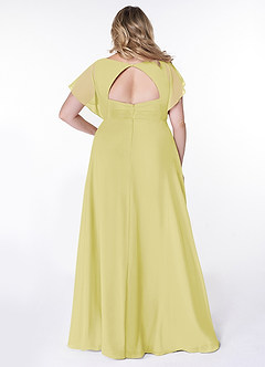 Azazie Rylee Bridesmaid Dresses Lemon Sorbet A-Line Pleated Chiffon Dress image7