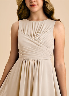 Azazie Skyla Junior White Alabaster A-Line Pleated Chiffon Dress image7