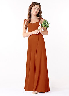 Azazie Rosey Junior A-Linie Herzausschnitt Chiffon Kleid Paprika image1