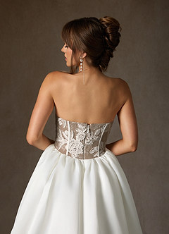 Azazie Mirabeth Bröllopsklänningar Klä av Balklänning i Spets Axelbandslös Diamant Vit Mokka image7