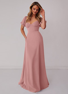 Barbie ♥ Azazie Bridesmaid Dresses Dusty Rose A-Line Pleated Chiffon Dress image5