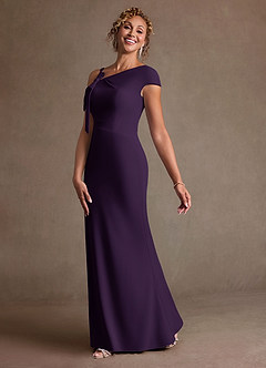 Azazie Rachael Moeder van de bruid jurken Kolom Jurk van Stretch crêpe Off the Shoulder Pruim image4