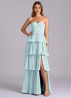 Azazie Faye Bridesmaid Dresses Sea Glass A-Line Sweetheart Neckline Chiffon Dress image1