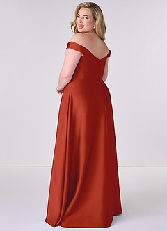 Barbie ♥ Azazie Bridesmaid Dresses Rust A-Line Off the Shoulder Stretch Satin Convertible Dress image8